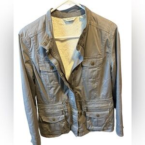 LL BEAN Grey Women’s Utility Jacket Fur Lined Size Medium